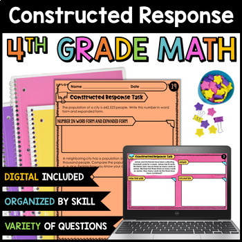 Preview of 4th Grade Math Constructed Response Practice w/ Digital