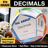 4th Grade Math Craft Decimal Place Value Dodecahedron Math