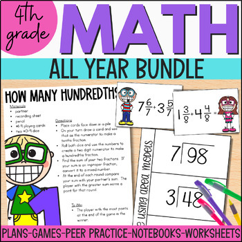 Preview of 4th Grade Math Curriculum - All Year Long Math Games, Activities & Anchor Charts