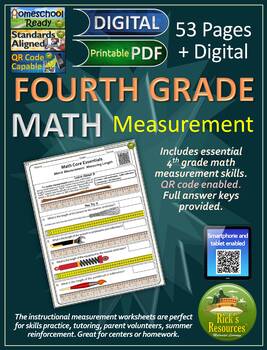 Preview of 4th Grade Math Customary and Metric Measurement Worksheets - Print and Digital
