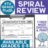 4th Grade Math Daily Morning Work Spiral Review Print, Goo