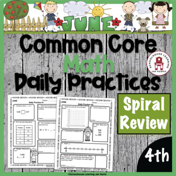 Preview of 4th Grade Math Daily Practice Worksheets - June Summer Edition