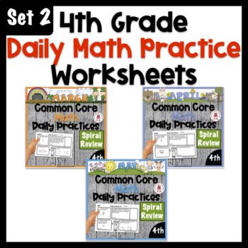 Preview of 4th Grade Math Daily Practice Worksheets -  Set 2