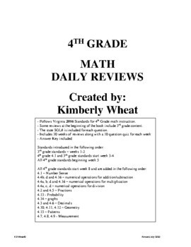 Preview of 4th Grade Math Daily Review Booklet
