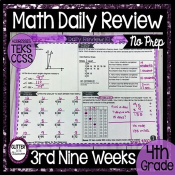 Preview of 4th Grade Daily Math Warm Up - Spiral Review - 3rd Nine Weeks - Math Practice