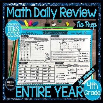 Preview of 4th Grade Math Warm Up & Spiral Review - Math Morning Work - Daily Math Practice