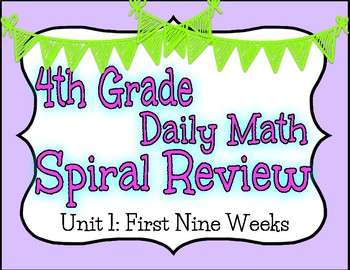 Preview of 4th Grade Math Daily Spiral Review