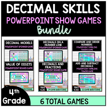 Preview of 4th Grade Math Decimal Skills PowerPoint Show Games - Bundle