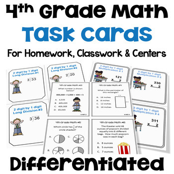 Preview of 4th Grade Math Task Card Bundle - Differentiated