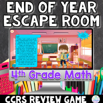 Preview of 4th Grade Math Digital End of Year Escape Room Game Review Activity
