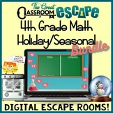 4th Grade Math Digital Escape Room Holiday/Seasonal Bundle!