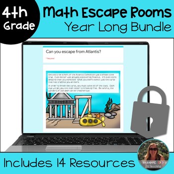 Preview of 4th Grade Math Digital Escape Room Year Long Bundle