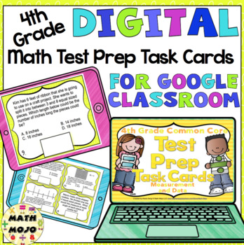 Preview of 4th Grade Math Digital Task Cards: Math Test Prep Measurement