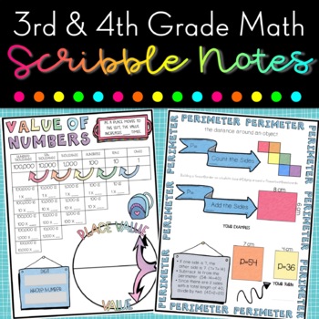 Preview of 3rd and 4th Grade Math Scribble Notes | For Math Guided Notes