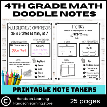 Preview of 4th Grade Math Doodle Notes