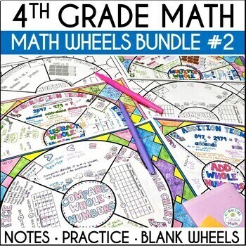 Preview of 4th Grade Math Interactive Notebooks Math Wheel Guided Notes Bundle #2