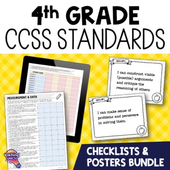 Preview of 4th Grade Math & ELA CCSS "I Can" Posters & Checklists Bundle 