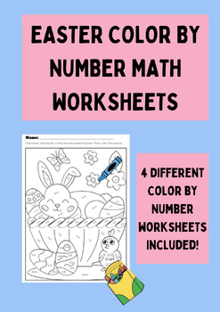 Preview of 4th Grade Math Easter Color by Number Fraction/Decimal Activity Worksheets