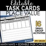 4th Grade Math Editable Task Cards & Math Mats - Place Val