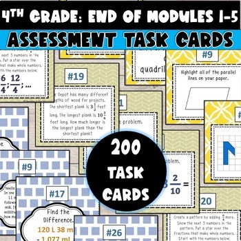 Preview of 4th Grade: Math End of Modules 1 - 5 Assessment Task Card Bundle