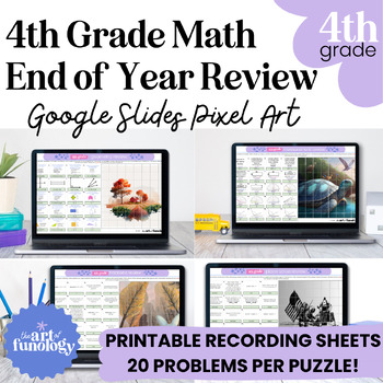 Preview of 4th Grade Math End of Year Review Pixel Art