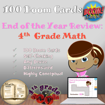 Preview of 4th Grade Math End of the Year Review - Boom Cards