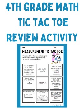 Preview of 4th Grade Math End of the Year Test Prep Tic Tac Toe Activity Cards