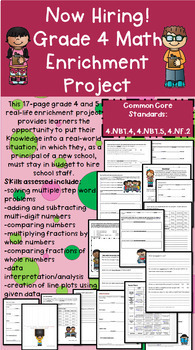 Preview of Grade 4 Math Enrichment Project - "Now Hiring" - Answer Key & Rubric Included!