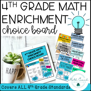 Preview of 4th Grade Math Enrichment Project Choice Board | Fourth Grade Math Projects
