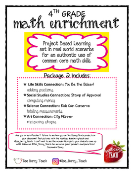 Preview of 4th Grade Math Enrichment Project Package 2