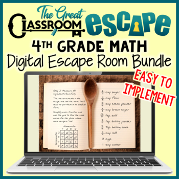 Preview of 4th Grade Math Digital Escape Room Bundle Self-Checking, Low-Prep Activities