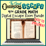 4th Grade Math Digital Escape Room Bundle Self-Checking, L