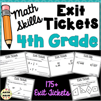 Preview of 4th Grade Math Exit Tickets: Fourth Grade Math Skills