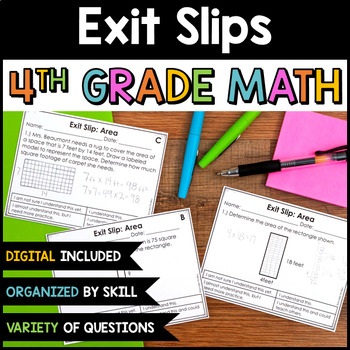 Preview of 4th Grade Math Exit Slips - with Printable and Digital Math Exit Slips