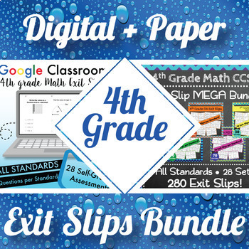 Preview of 4th Grade Math Exit Slips Digital and Paper MEGA Bundle ⭐ Google and PDF Tickets