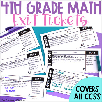 Preview of 4th Grade Year Long Math Exit Tickets Long Divison, Multiplication, Angles, etc.