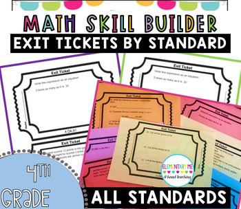 Preview of 4th Grade Math Exit Tickets ALL STANDARDS Quick Checks