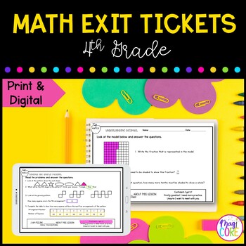 Preview of 4th Grade Math Exit Tickets, Slips, Quick Checks - Standards Based Print Digital
