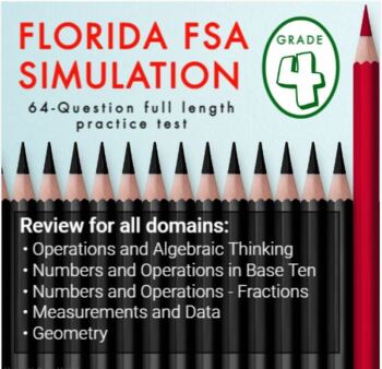 Preview of 4th Grade Math FSA Test Simulation: Practice FSA Test   FSA Review Common Core