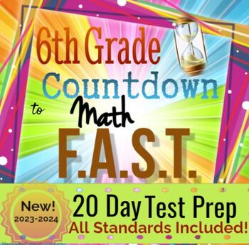 Preview of 6th Grade Math Florida F.A.S.T. PM3 Test Prep - 20-day Printable Test Prep
