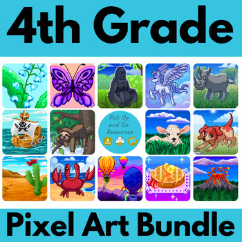 Preview of 4th Grade Math Full Year Pixel Art GROWING BUNDLE