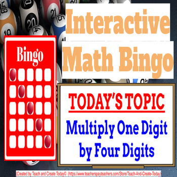 Preview of 4th Grade Math Game Bingo Activity #6 Multiply One Digit By Four Digit Numbers