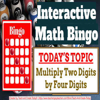 Preview of 4th Grade Math Game Bingo Activity #8 Multiply Two Digits by Four Digits