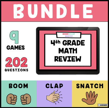 Preview of BUNDLE 4th Grade Math Game | 9 Year Long Test Prep Reviews | Boom Clap Snatch