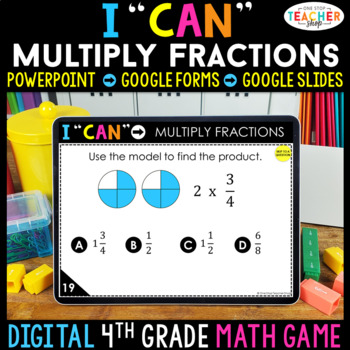 4Th Grade Math Game Digital | Multiplying Fractions | Distance Learning