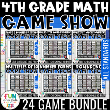 Preview of 4th Grade Math Game Show Bundle | Math Test Prep Review Activity