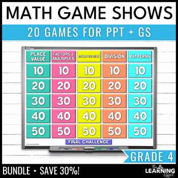 Preview of 4th Grade Math Game Show BUNDLE | All Standards Test Prep Review Activities
