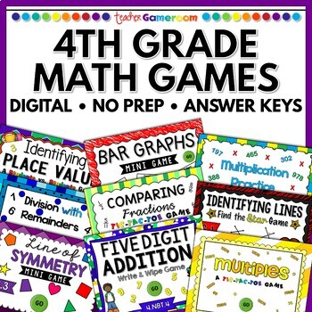 4th Grade Math Games Bundle by Teacher Gameroom | TPT