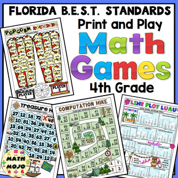 Preview of 4th Grade Math Games: Florida B.E.S.T. Standards Math Print And Play Centers