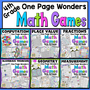 Preview of 4th Grade Math Games - One Page Wonders 4th Grade Math Centers